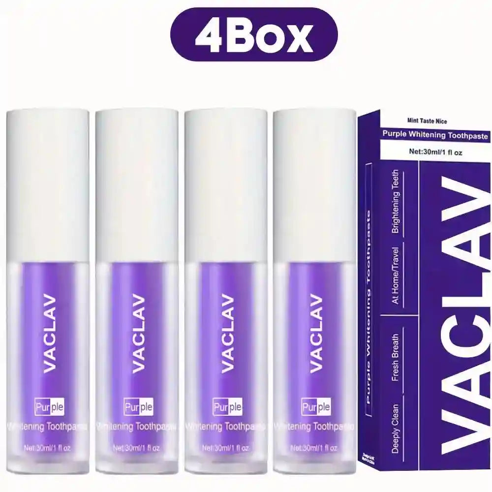 Tidesmit Vaclav purple toothpaste for teeth whitening and yellow stain removal with colour corrector technology