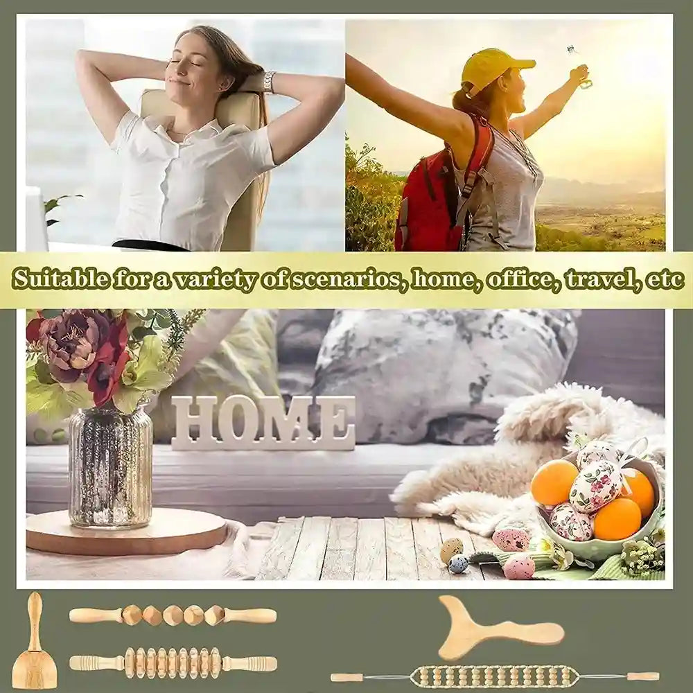 Wood Therapy Massage Roller - Professional Anti Cellulite Guasha Tool Massage Roller Tidesmit