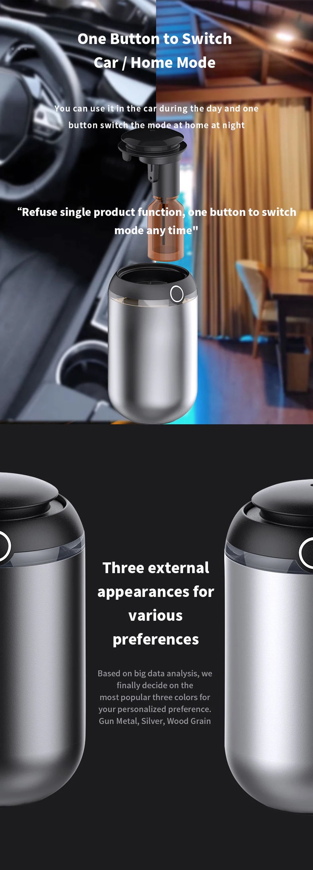 Car Diffuser Waterless Essential Oil Aroma Diffuser Rechargeable Dual-Mist Tech Smart Start/Stop For Home/Vehicle Air Freshener