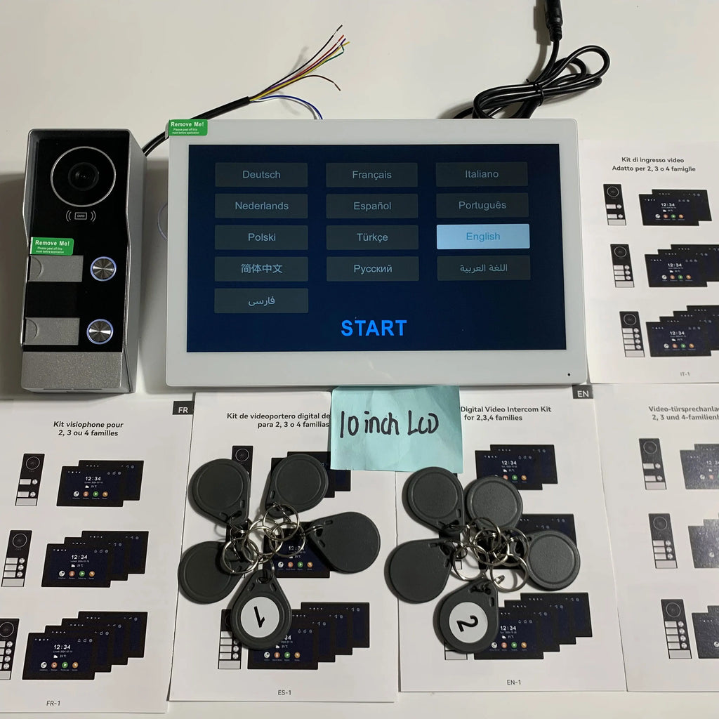 New 10 Inch Wifi Video Door Bell Intercom System with RFID Doorbell Camera Family Multi Nits Apartment Video Door Phone Intercom