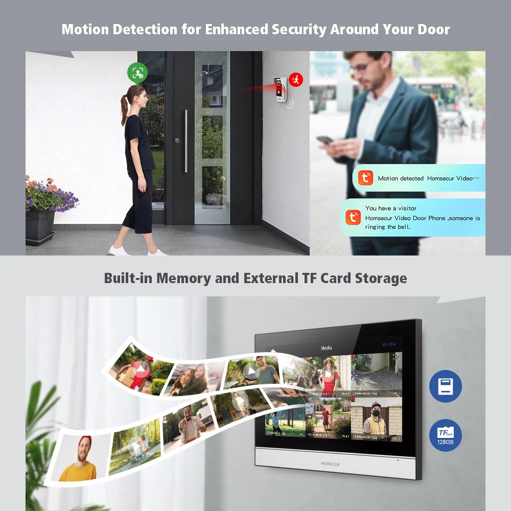 Tuya WiFi 10" Video Doorphone, With DC12V Fail Safe NC Lock, 1080P Doorbell Camera, IP65 Waterproof