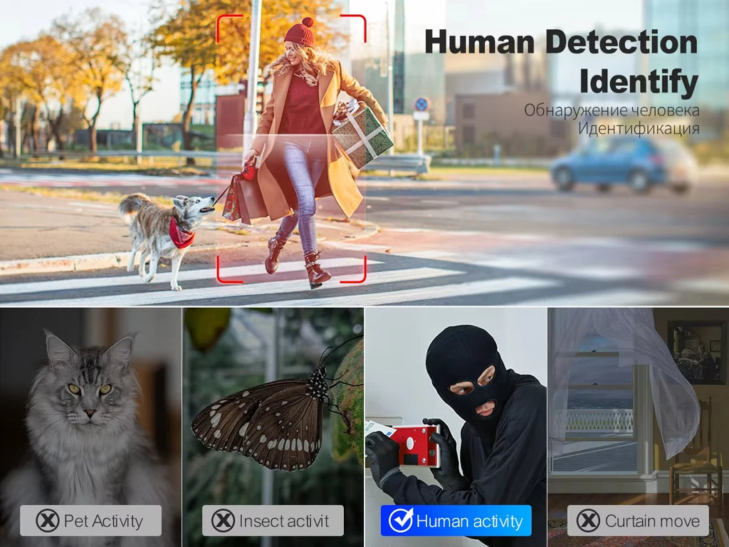 Techage 8MP POE IP Camera Dual Lens HD CCTV Video Smart AI Outdoor Audio Auto Tracking PTZ  Camera Surveillance Security System