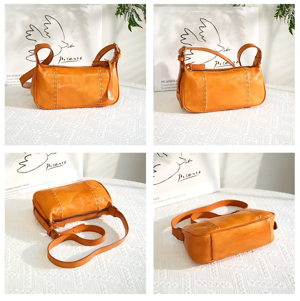 fashion party genuine leather stitching ladies crossbody bag organizers designers handmade real cow leather women shoulder bag