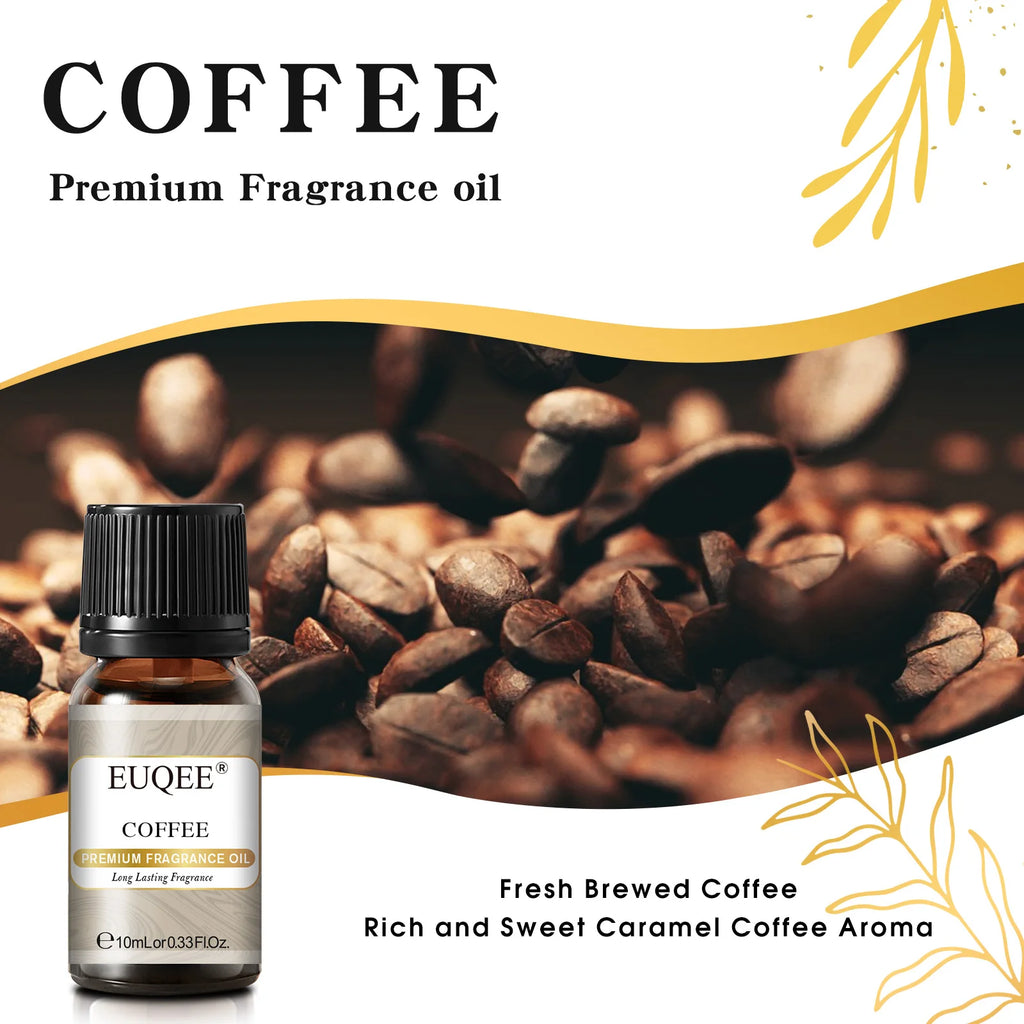 EUQEE Aromatherapy Fragrance Oil-10ml Coffee Leather Forest Pine Chocolate Coconut Cream Aroma Essential Oil For Reed Diffuser