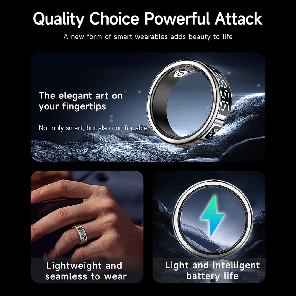 Smart Health Ring Fitness Tracker | Heart Rate & Blood Oxygen Monitor Tidesmit