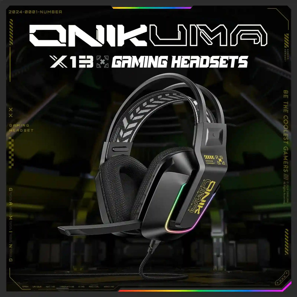 Gaming Headset with RGB Microphone - Wired Over-Ear PC Headset Tidesmit