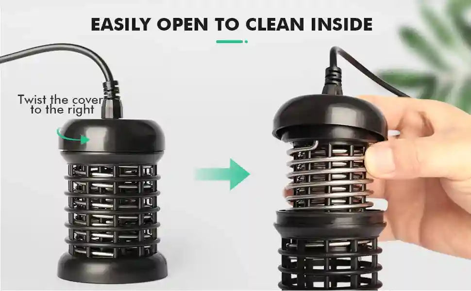Black ionic foot detox array with stainless steel coils, showing how to twist open for easy cleaning of spa machine.
