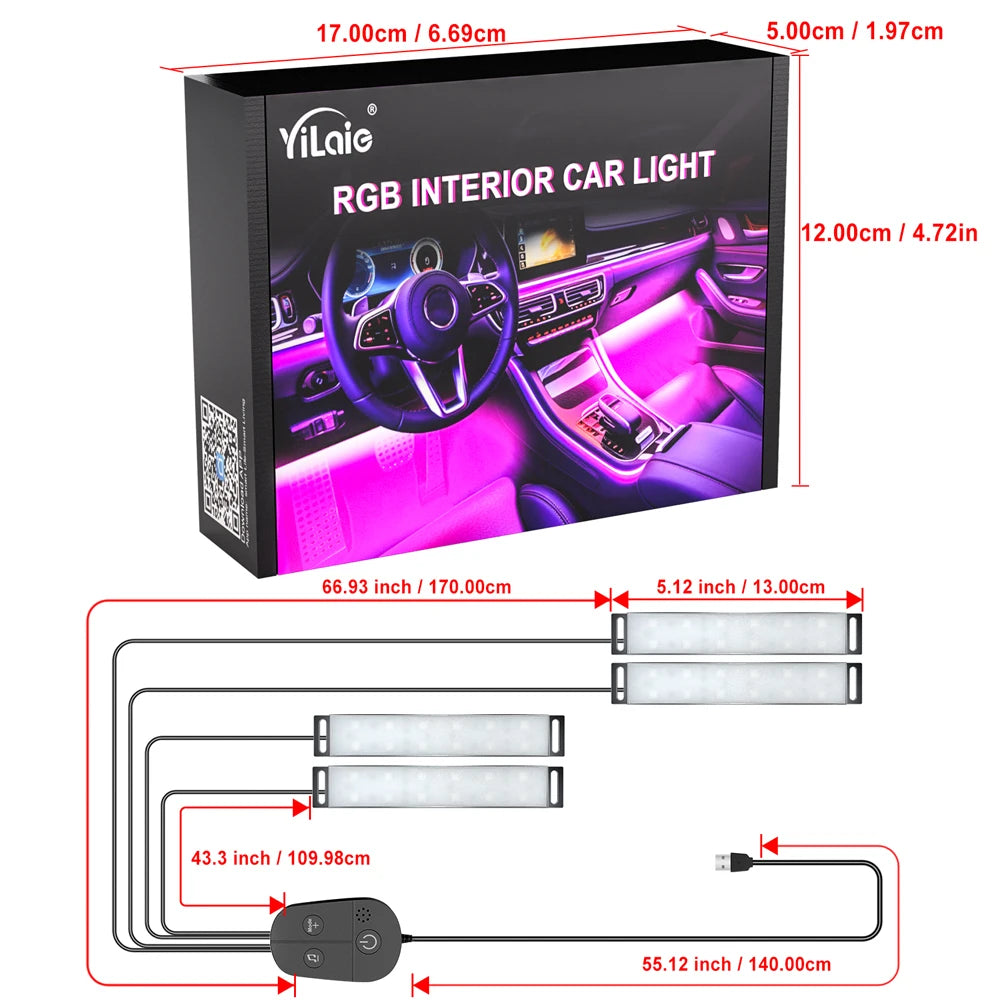 Ambient Car LED Footwell Lights – App Controlled Interior Lighting Tidesmit