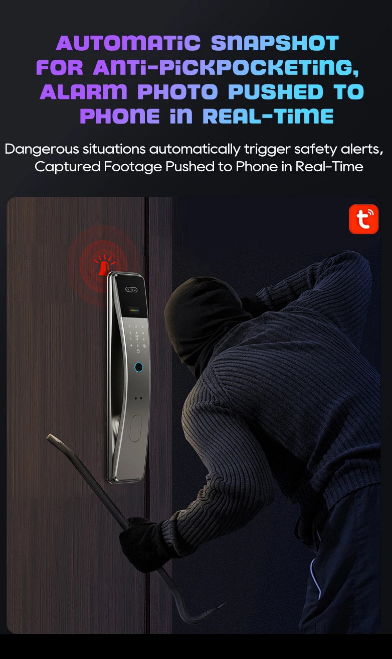 3D Face Recognition Fingerprint Password Smart Door Lock With Camera FIngerprint Password Unlock Keyless Electronic Door Lock