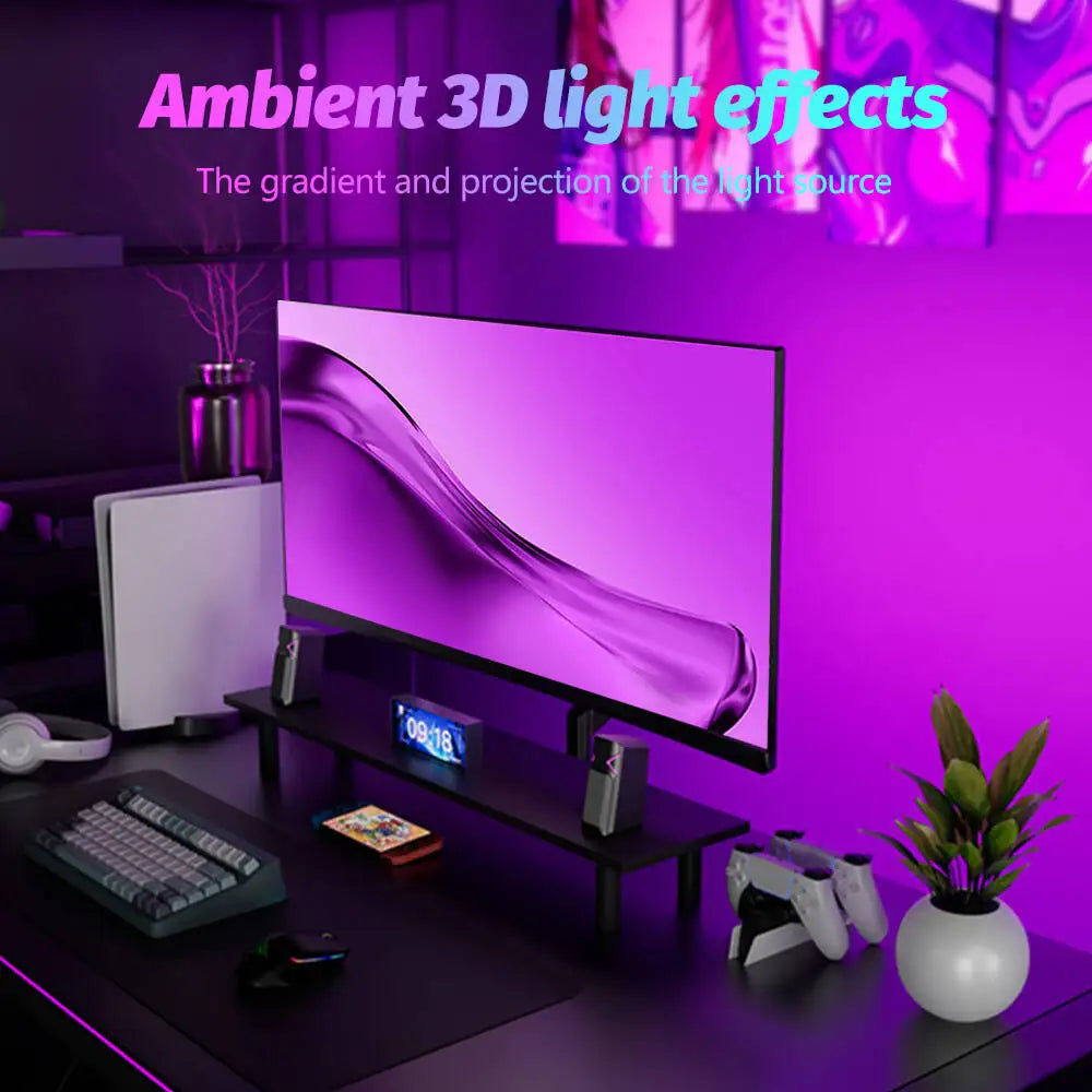 Upgraded PC Monitor Backlight RGBIC LED Light Strip Synchronized Screen Color/Music Computer Light Bar Double USB Port APP Contr