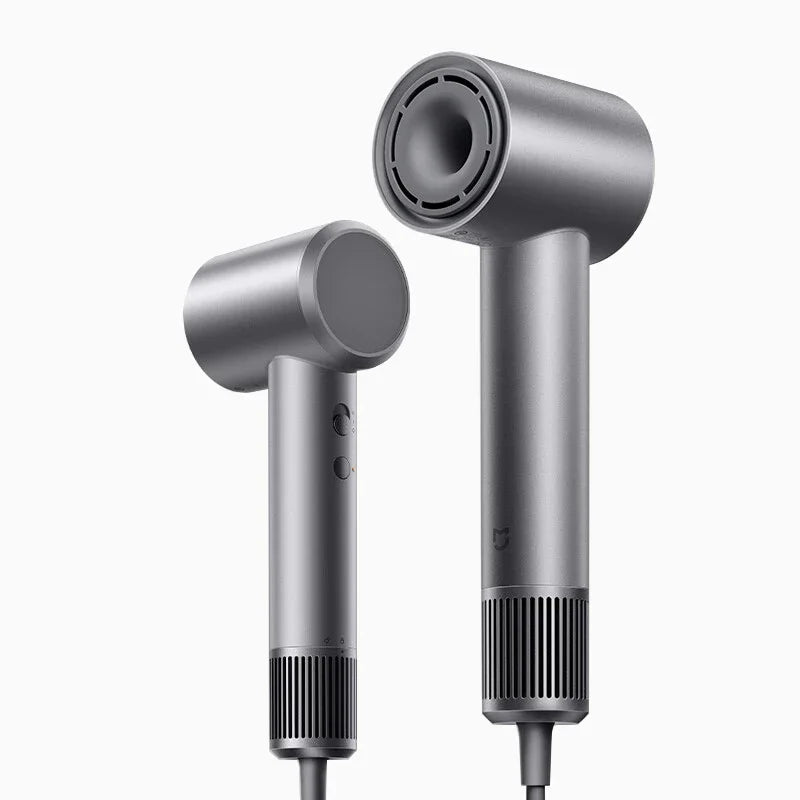 Mijia H501 grey high-speed hair dryer with slim handle, negative ion tech, and fast-drying airflow nozzle design.