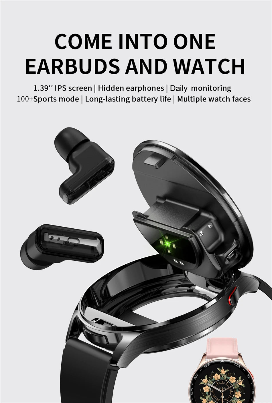 New TWS 2 in 1 Smart Watch with Headphones Sports Clock Bluetooth Call Music Watches Men Health Monitor Women Smartwatch Earbuds
