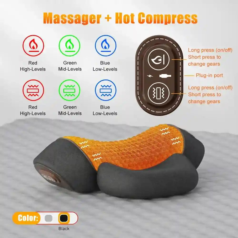 Electric Neck Massager with Heat and Traction - Tidesmit Wellness Relaxation Treatment 2 in1-Hot-Massage Tidesmit