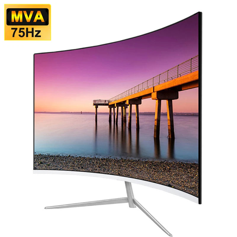 24 Inch Curved 75Hz Monitor Gaming VA FHD 1080P Computer Display 2800R HDMI/VGA DCR Eye Protect VESA 100*100 2ms Response