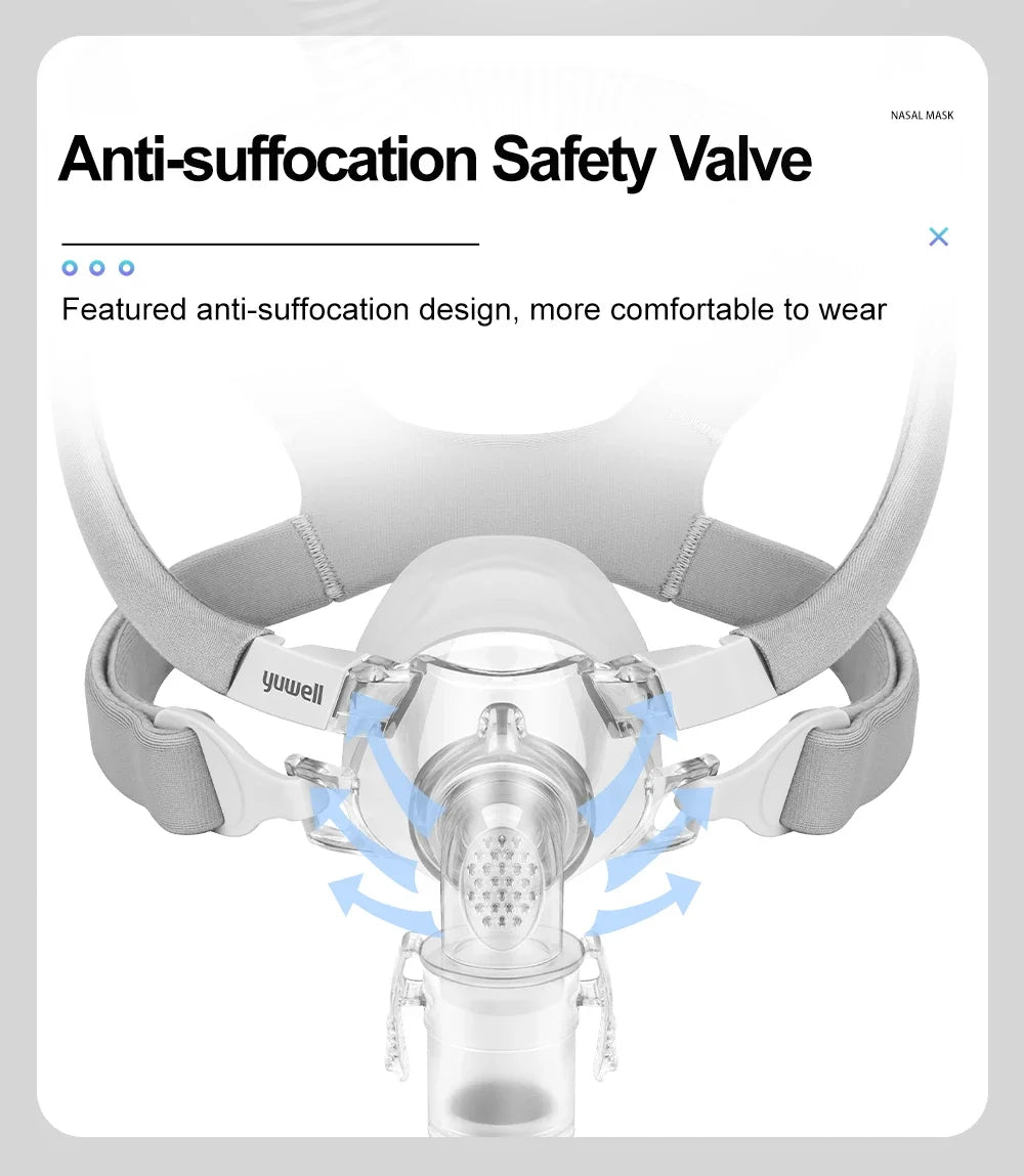 YUWELL Nasal CPAP Mask with Headgear Tube Silicon Gel Cushion for APAP CPAP Machine Sleep Apnea Anti Snoring CPAP Nasal Mask