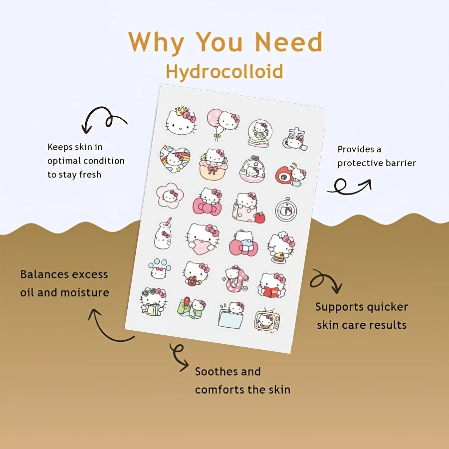 24/96PCS Sanrio Hello kitty Cartoon hydrocolloid acne patch - facial decorative sticker - covers blemishes and acne scars