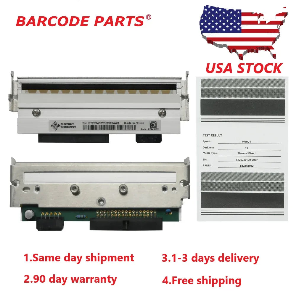 Thermal printhead module with installed connector board and test label strip