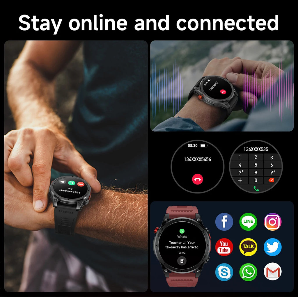LIGE New Global Hiking Smart Watch 1.46''HD Screen 530mAh Battery GPS Path Track Outdoor Sport Fitness Waterproof Smartwatch Men