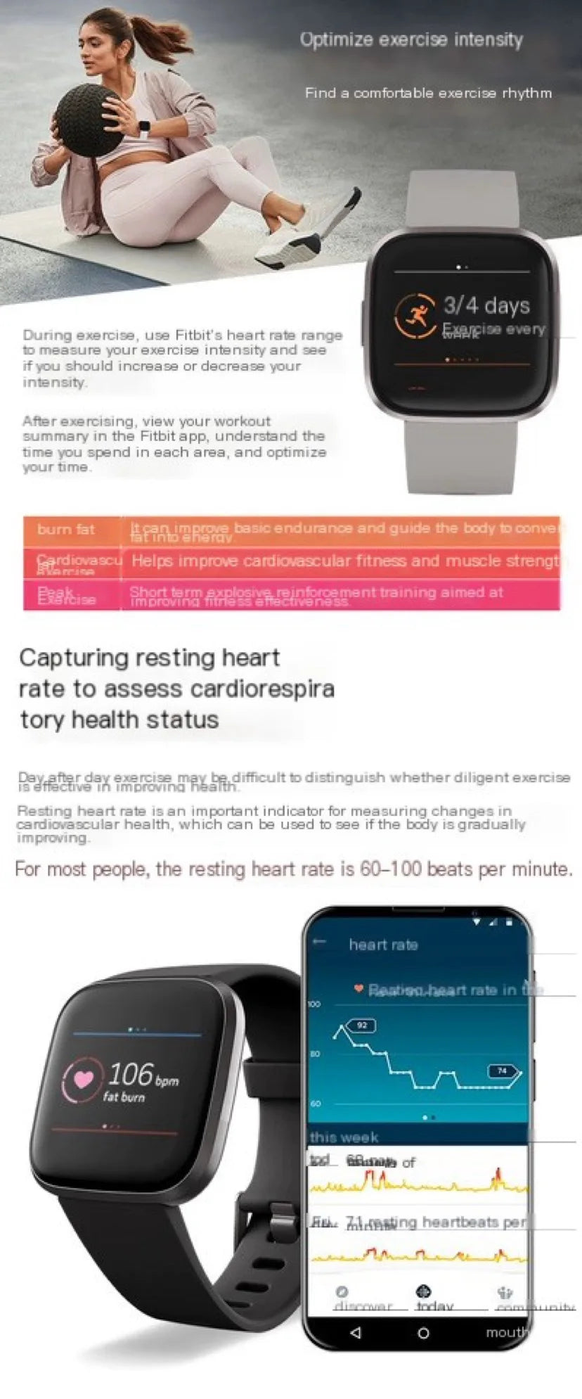 Fitbit Versa 2 Health and Fitness Smartwatch with Heart Rate, Music, Alexa Built-In, Sleep and Swim Tracking, Black/Carbon