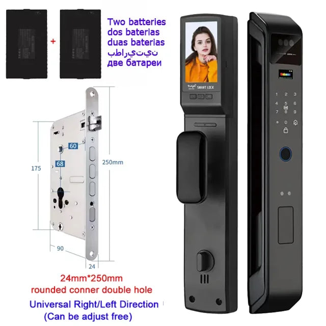 WIfi Tuya APP Remote Unlock Voice Intercom 3D Face Recognition Smart Door Lock With Camera Fingerprint Password Digitl Door Lock