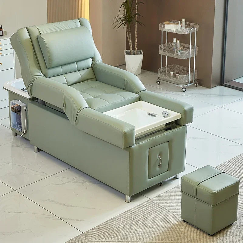 Massage Shampoo Bed with Back Lift - Professional Salon Spa Station Massage Chairs Green Tidesmit