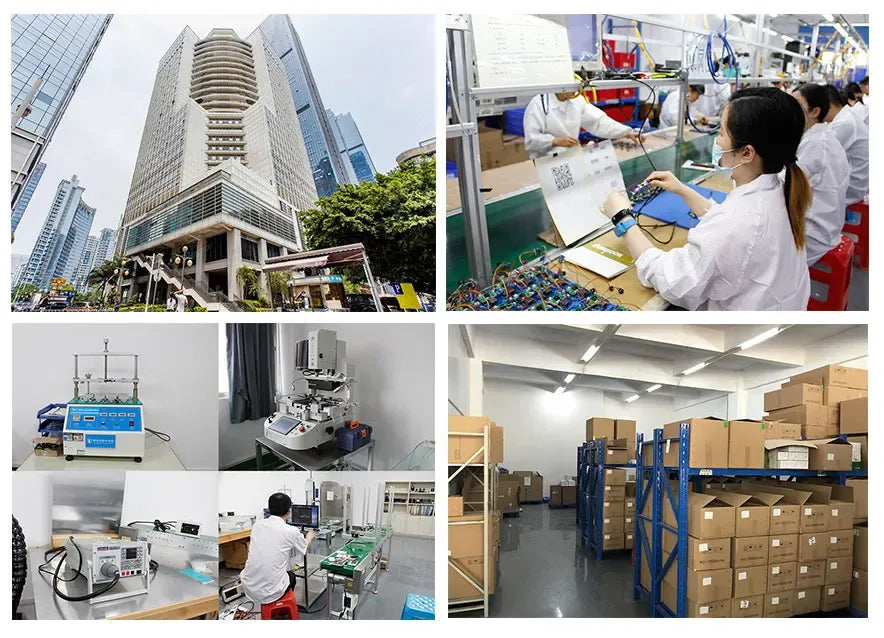 FM700B QR code and RFID reader manufacturing and logistics photo collage