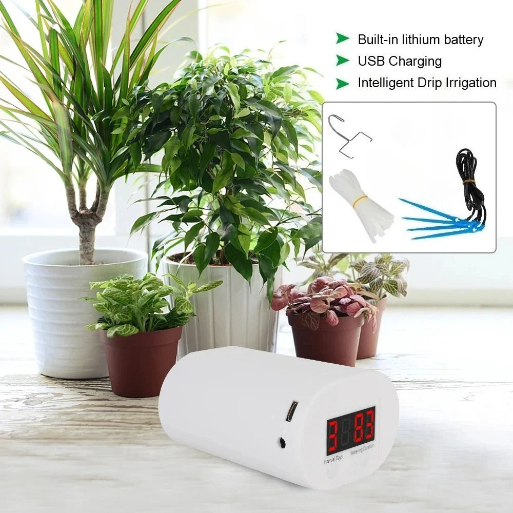 Double Pump Drip Irrigation System Intelligent Automatic Watering Timer Smart Plant Watering Device Controller Garden Use