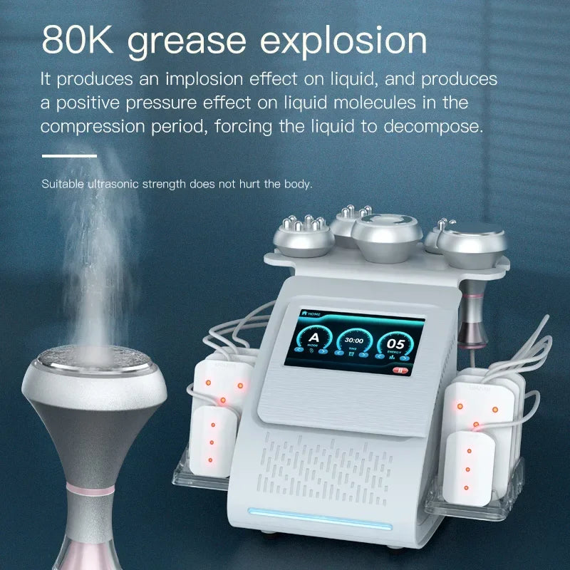 80K Ultrasonic Cavitation Machine: 6-in-1 Body Slimming Device Body Shaping Massage Equipment Tidesmit