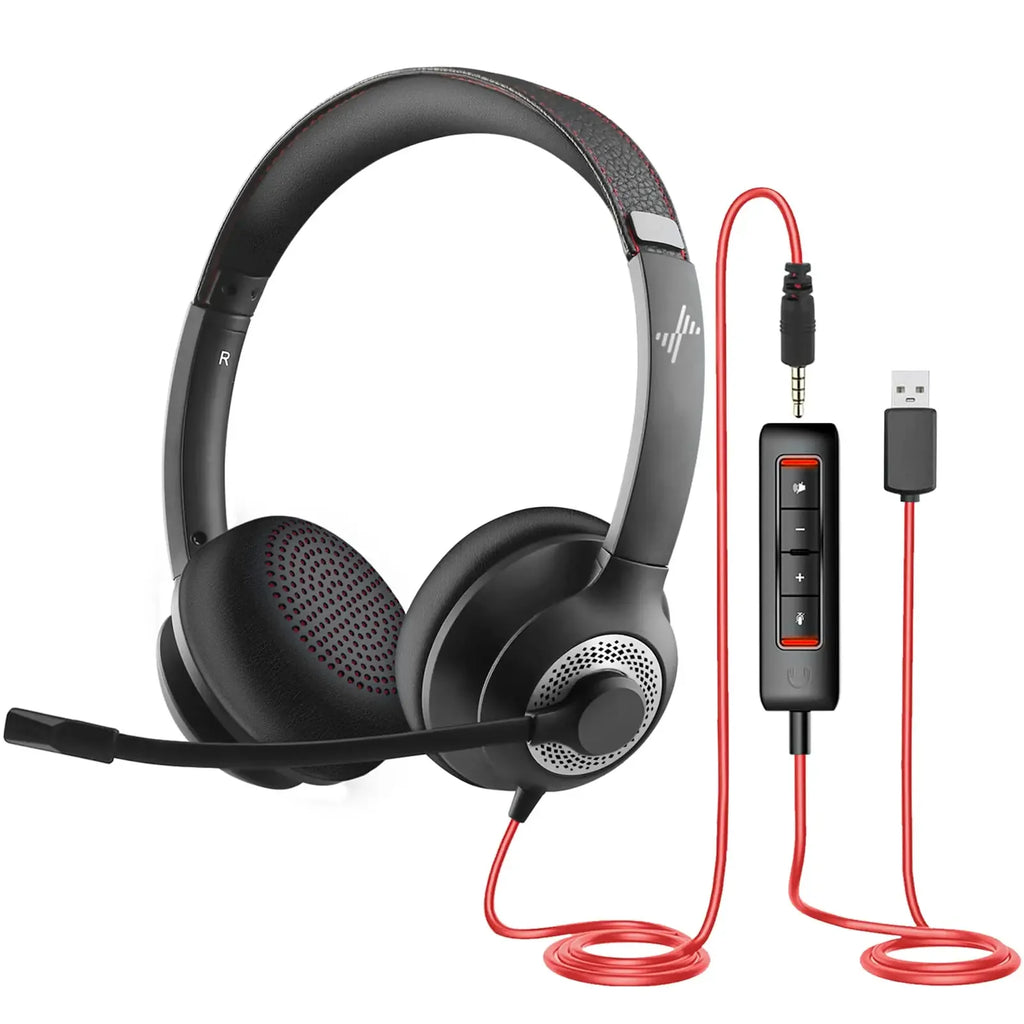 USB PC Headset with Noise Cancelling Mic for Office & Studio Calls Tidesmit