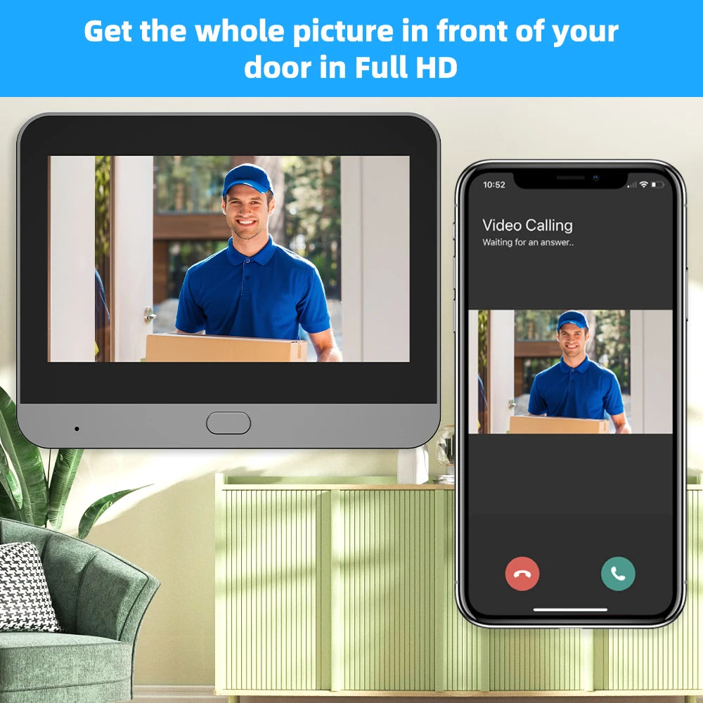 3MP Wi-Fi Tuya SmartLife Battery Powered 940nm No Visible Light Infrared Audio Video Door Eye Digital Viewer PIR Doorbell Camera