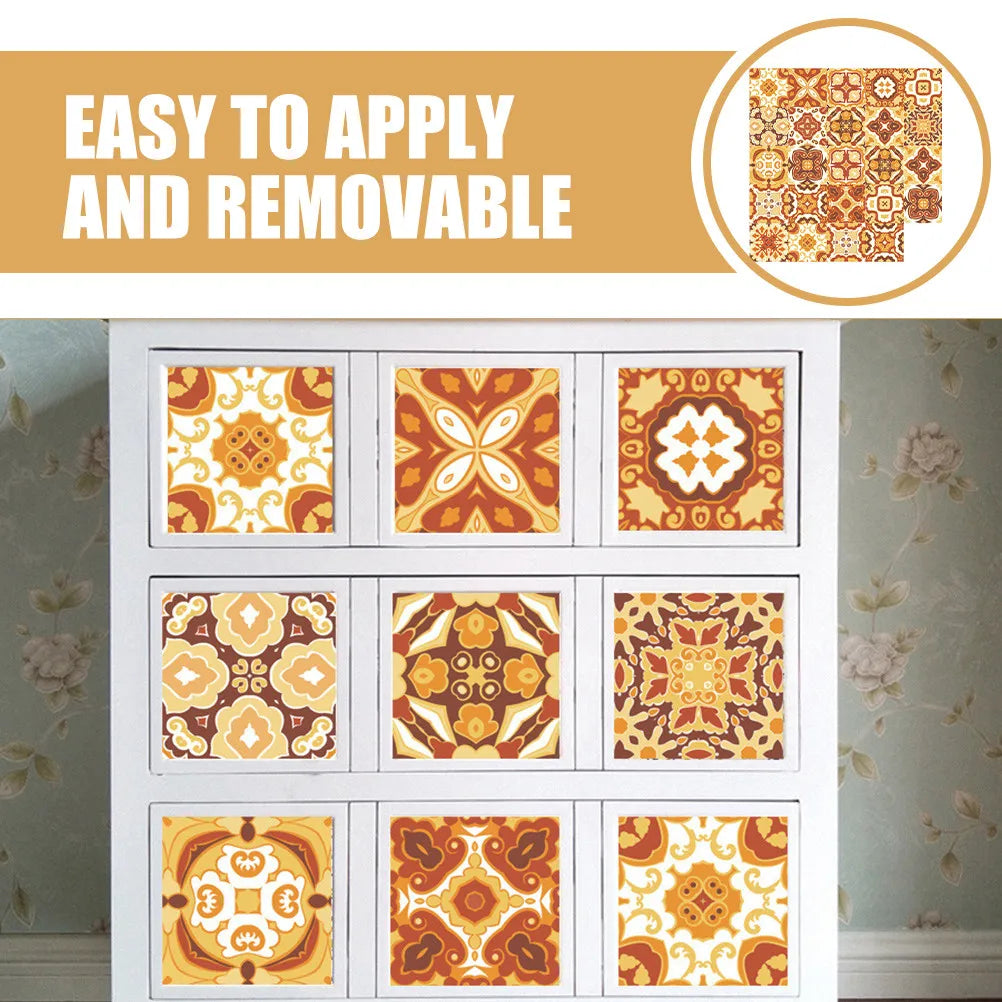 Removable mosaic tile decals arranged in nine 10x10 cm squares on a wall
