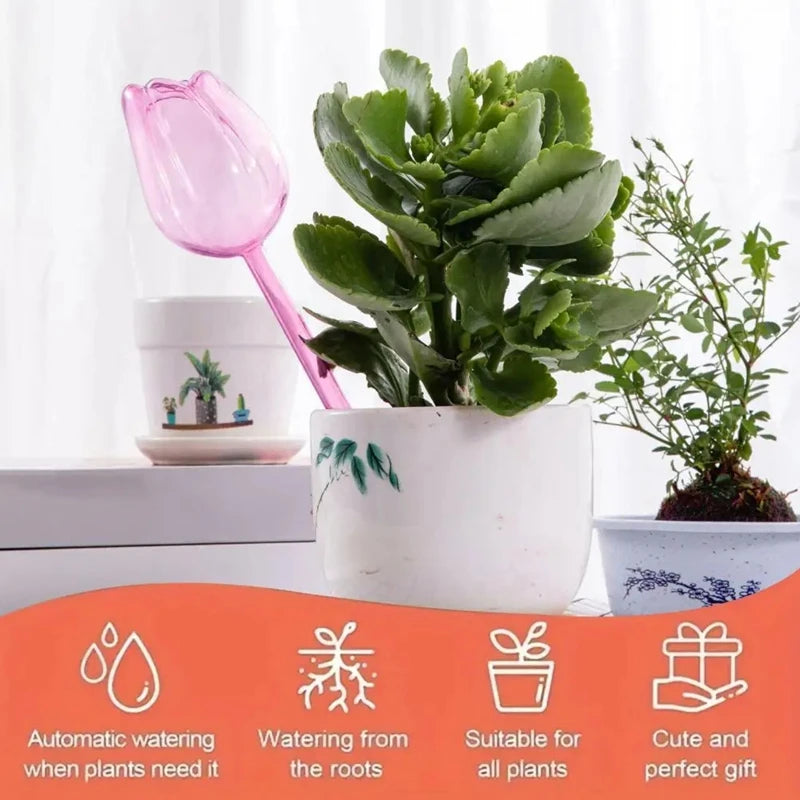 Automatic Plant Watering Tulip Dripper Set 1 3 6 12 Pcs Lightweight Houseplant Drip Irrigation Device for Indoor Outdoor Flower Pot Garden