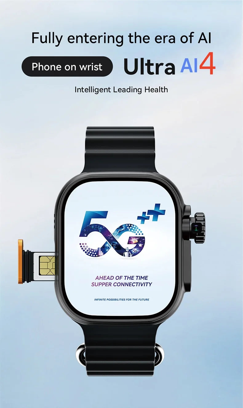 Microwear Ultra Ai4 Smartwatch 5G LTE Full Netcom Smart Watches With 180° Rotary Camera 500+ watchfaces free download GPS WIFI