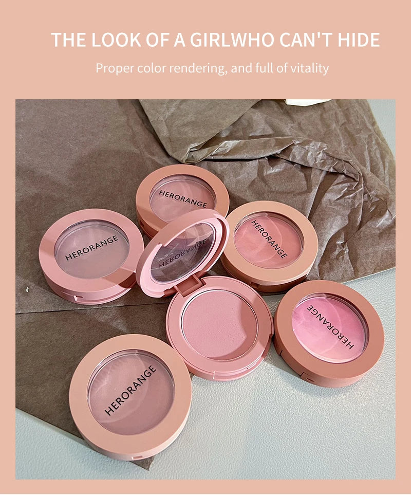 Tidesmit Herorange monochrome waterproof matte powder blush in peach orange soft mist shade texture close-up