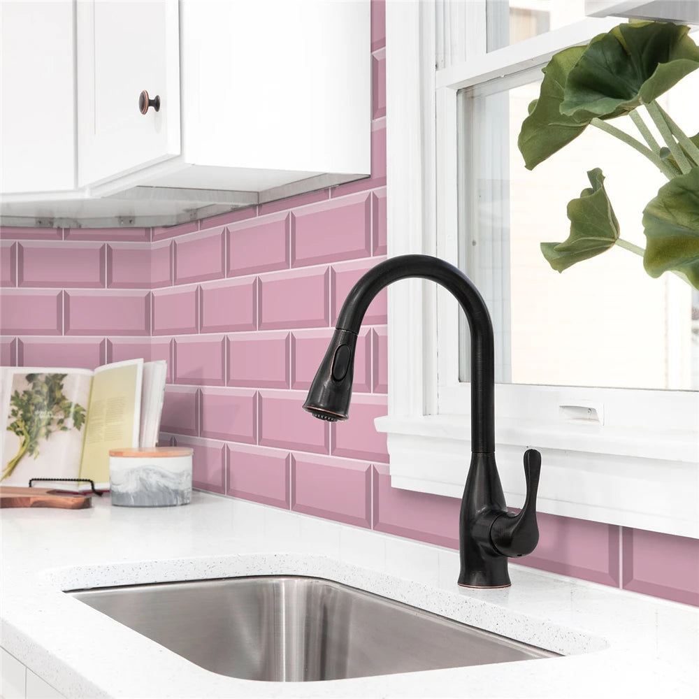 9/27/54PCS Pink Yellow Green Brick Tile Stickers For Kitchen Bathroom Wallpaper Waterproof Peel&Stick DIY Wall Sticker Home Deco