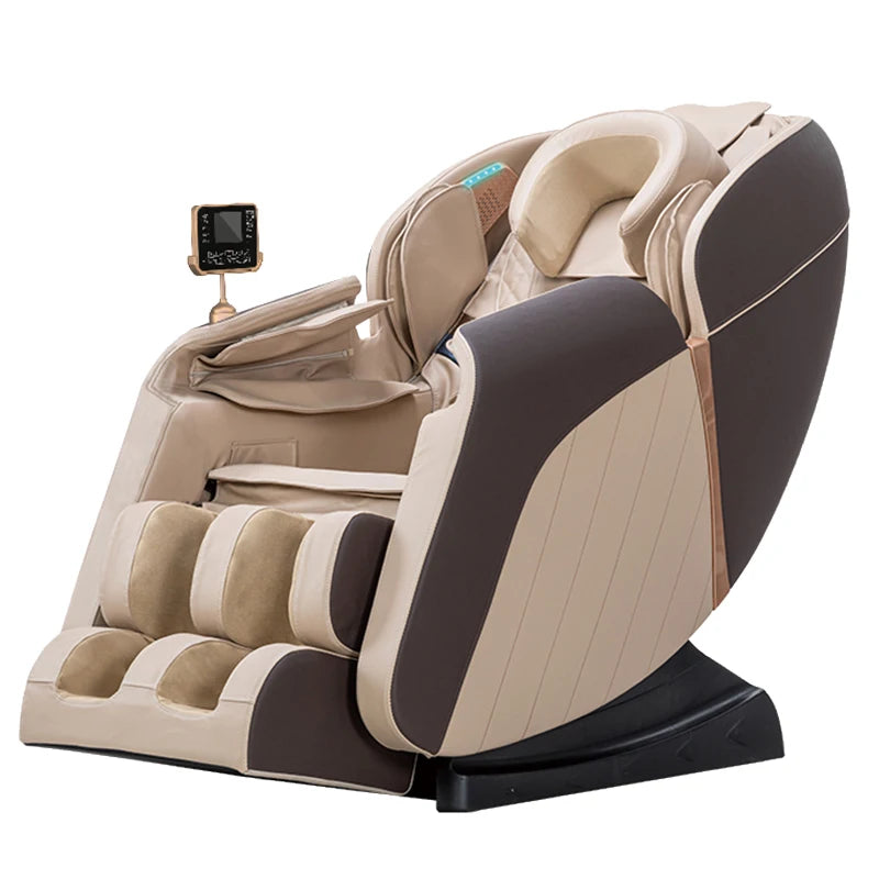 Zero Gravity Massage Chair with Bluetooth - Brown & Gold Full Body Massage Chairs Gold Tidesmit