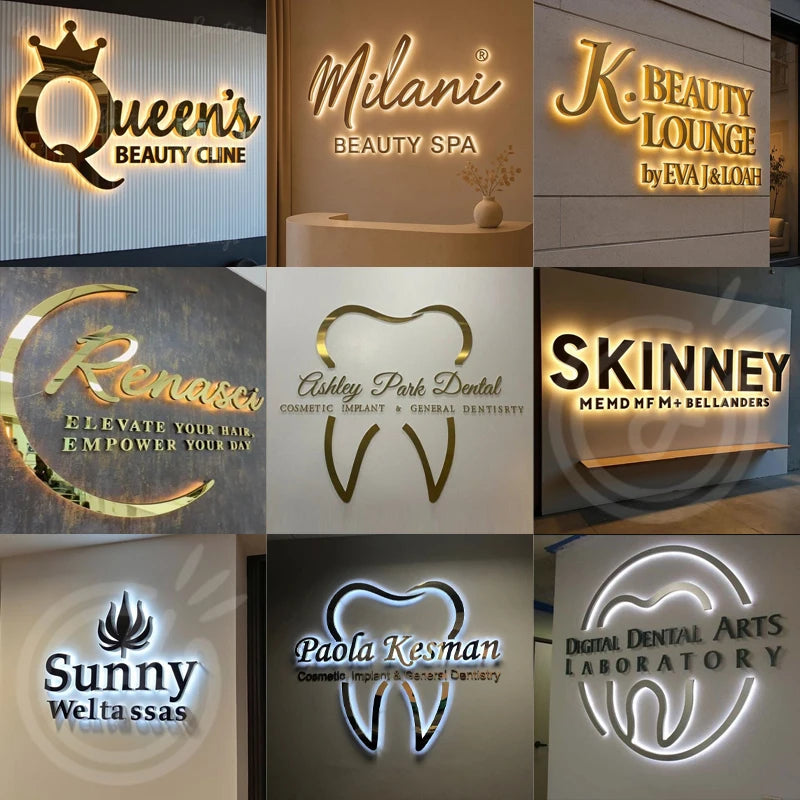 Custom LED Business Sign 3D Illuminated Letters Waterproof Shop Sign Personalized Company Logo Outdoor Signboard Office Shop