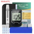 EXACTIVE EQ Impulse blood glucose meter kit with lancing device, test strips, and lancets for diabetes home monitoring.