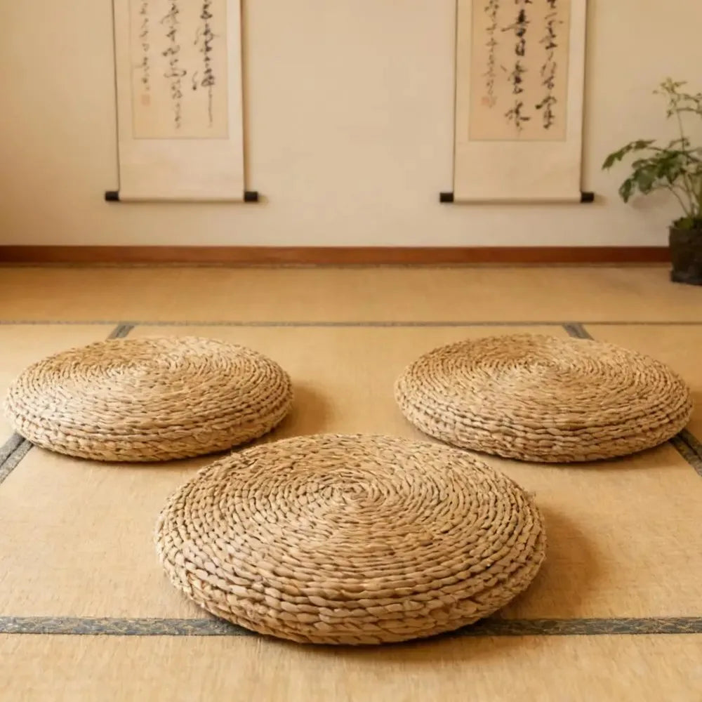 Japanese-style Straw Weaving Sitting Cushion Rustic Thickened Tatami Futon Handmade Breathable Straw Braid Mat Meditation