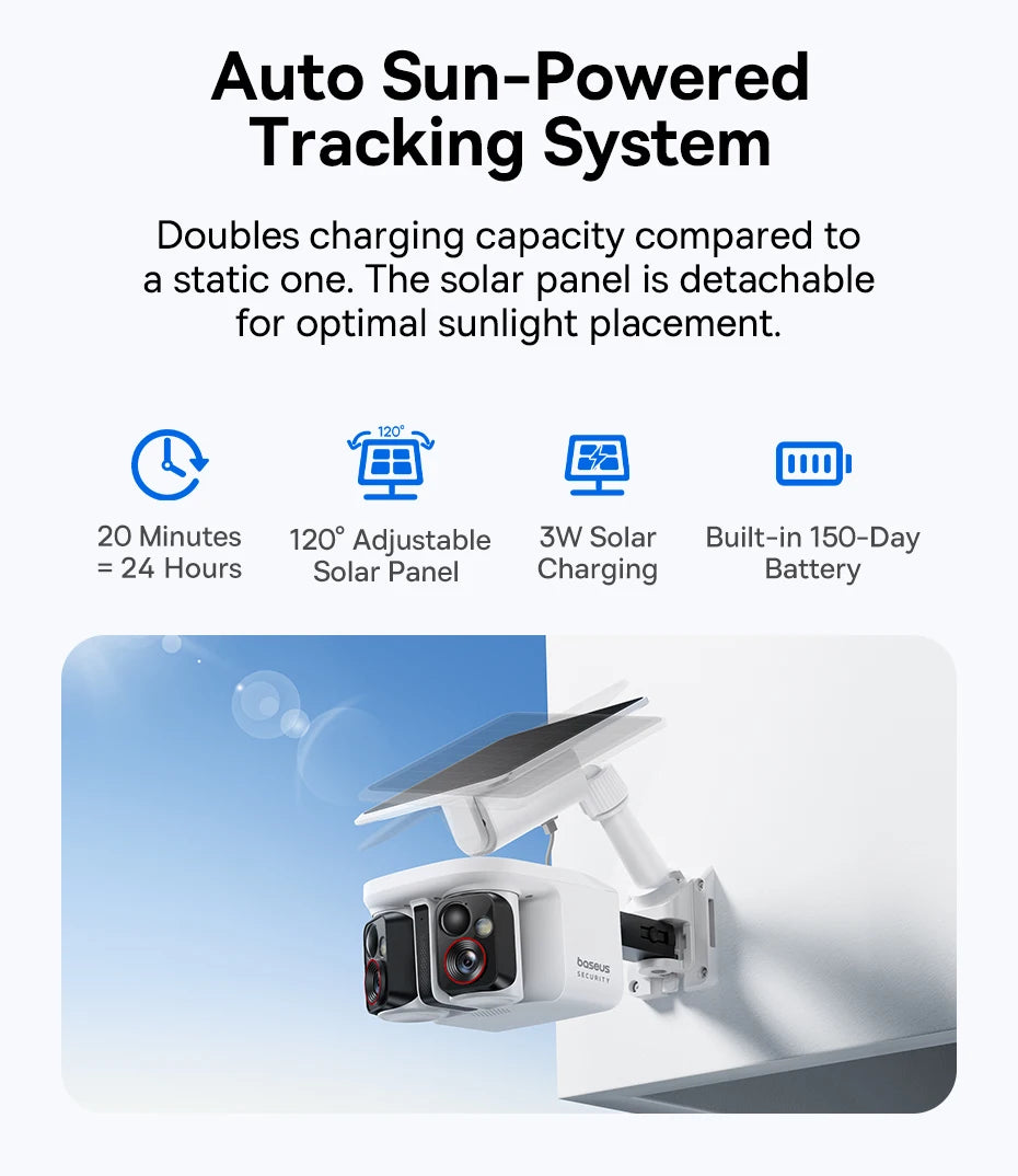 Baseus Security X1 Pro Outdoor Dual Camera Wireless 3K Camera Solar Panel Face Recognition Smart AI Tracking Security Camera