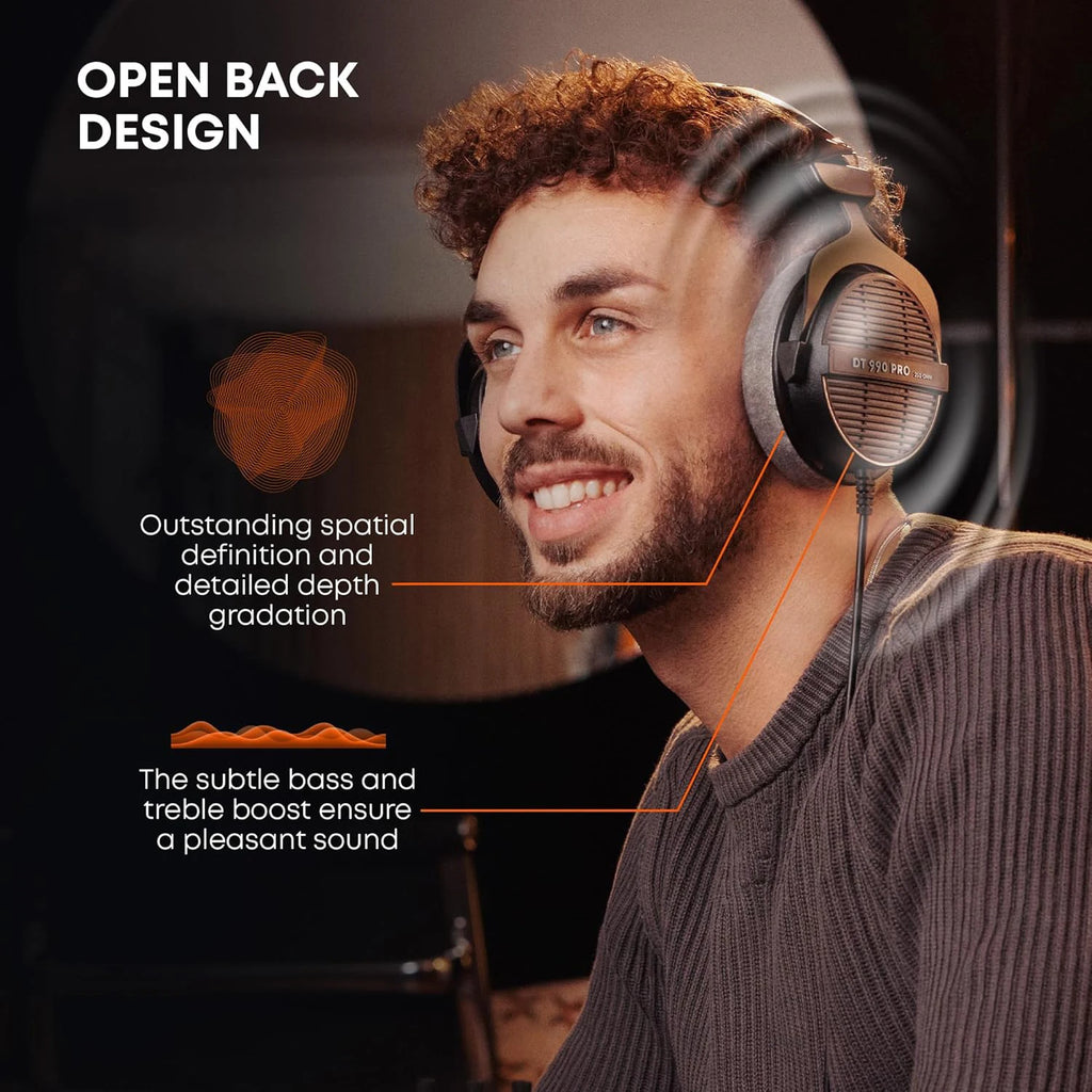 DT 990 Pro Open Back Studio Headphones - 250 Ohm Black Edition Tidesmit