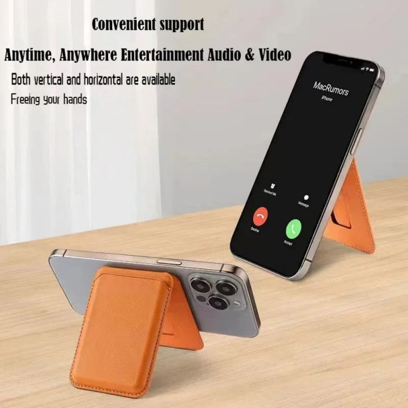 Magnetic Leather Wallet Case for iPhone 15 Pro Max with Kickstand Tidesmit