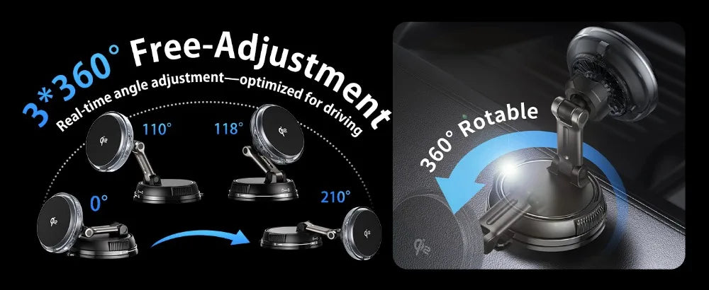 Magnetic Wireless Car Charger with RGB Cooling - MagSafe Compatible Tidesmit