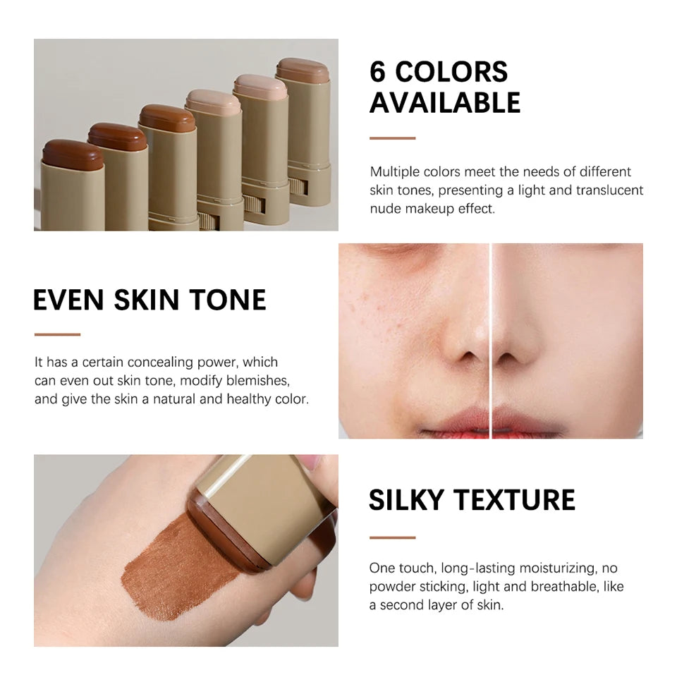 Tidesmit serum boosted foundation stick with silky moisturizing balm texture for natural even coverage travel makeup