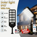 New Extra Large 1200 LED Solar Street Light, 5800Mah Battery. Solar-Powered, No Electricity Cost, IP65 Waterproof. PIR Motion Sensor Enables Auto Night Lighting. Serves As Searchlight, Security & Emergency Light. Great for Pa