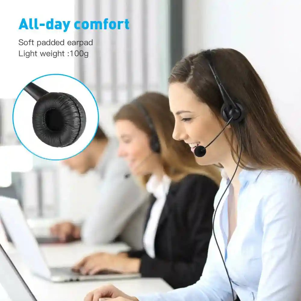 USB Computer Headset with Noise Cancelling Microphone - Black Tidesmit Tidesmit