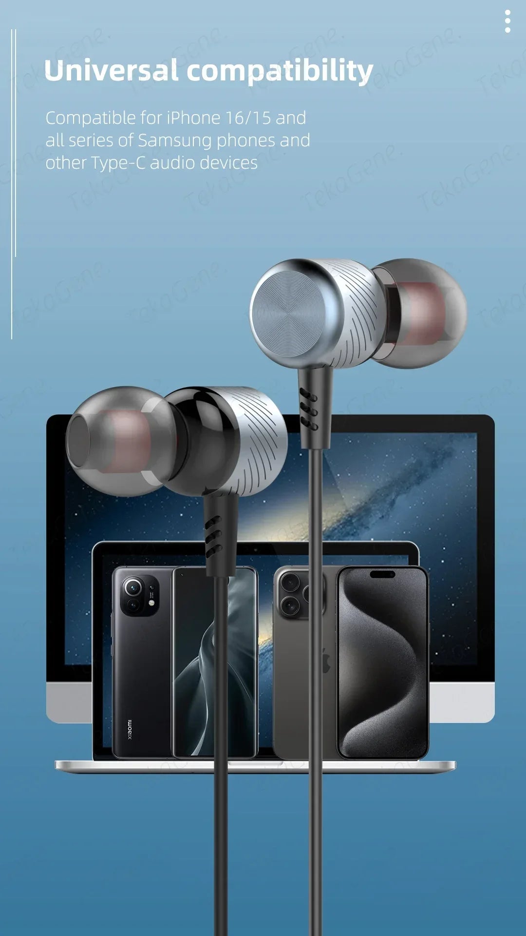 Wired Metal In-Ear Headphones with Mic by Tidesmit - 6 Variants Tidesmit
