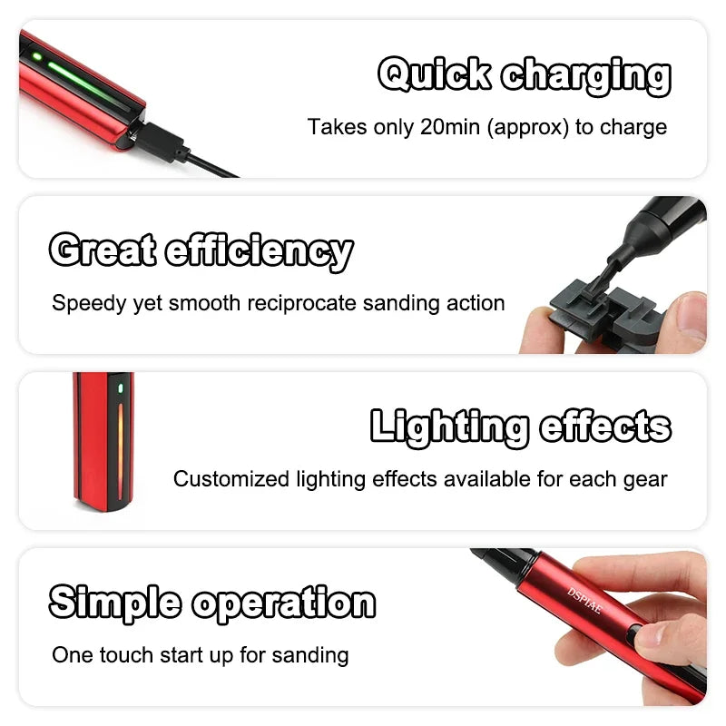 DSPIAE ES-A DIY Reciprocating Sander Electric Grinding Pen Plastic Model Sanding Heads Sandpaper Military Craft Tools