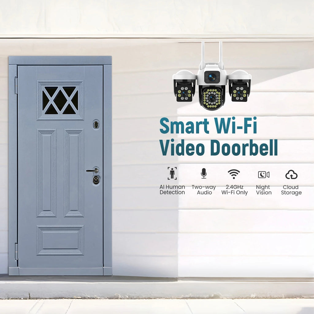 YOOSEE 15MP 4K WiFi Camera Three Lens Screen Camera Onvif 10X Zoom PTZ Automatic Tracking Two-way Audio CCTV Video Security Cam
