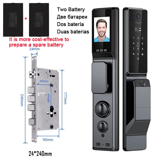 Outdoor Waterproof Lock Wifi Tuya APP Remote Voice Intercom Electronic Door Lock Face Fingerprint Smart Door Lock With Camera